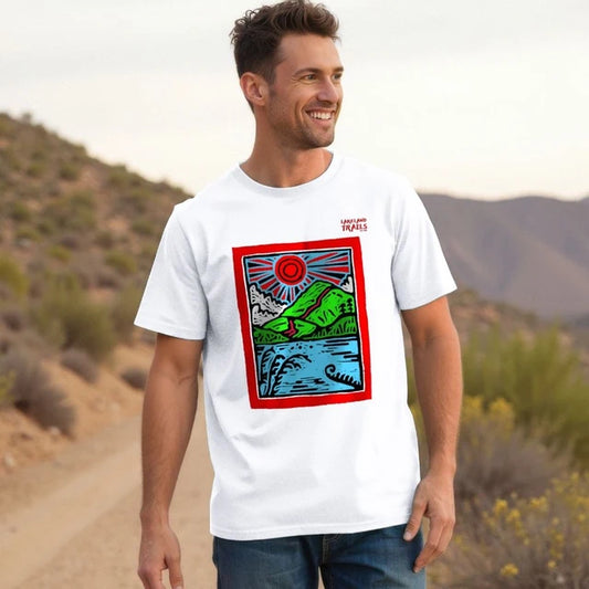 Multicolour Linocut Tee - Red Border