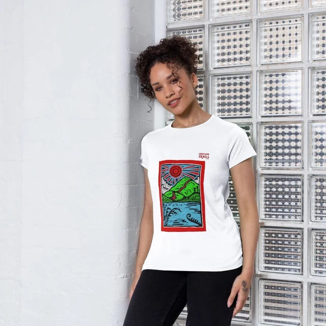 Multicolour Linocut Tee - Red Border